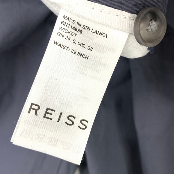 Reiss Wicket Modern Fit Cotton Blend Chino Shorts Mens Sz 32 Blue Gray 9" Inseam - Picture 5 of 6